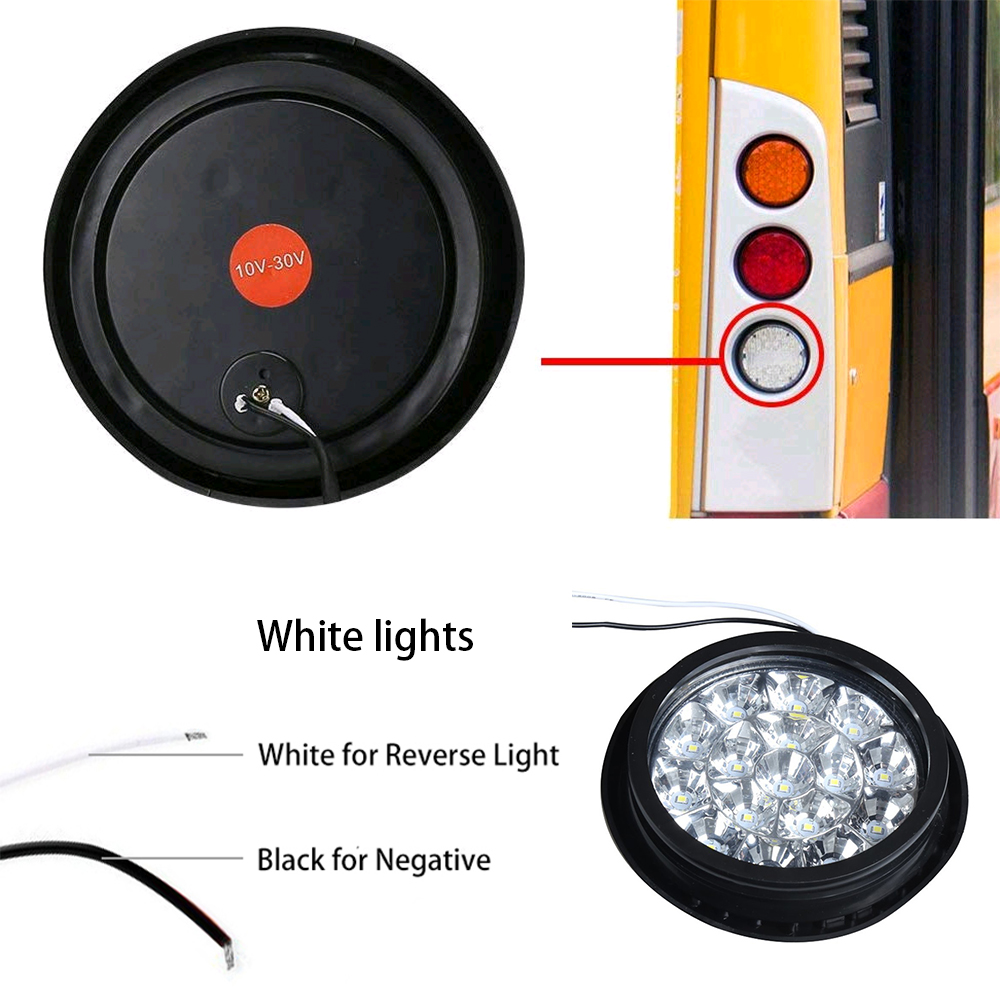 4" Round Led Tail lights with Rubber Grommet 12/24V